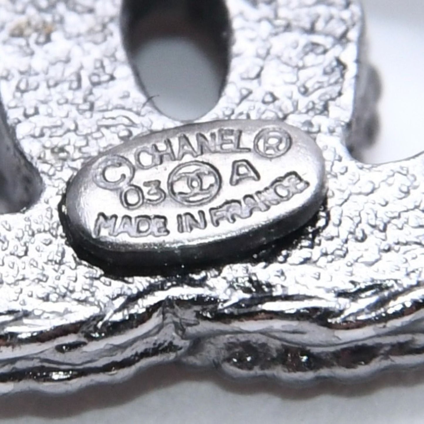 Chanel CC Logo Single Earrings 03 Metal Silver Black Clear — view 8