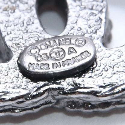 Chanel CC Logo Single Earrings 03 Metal Silver Black Clear — view 8