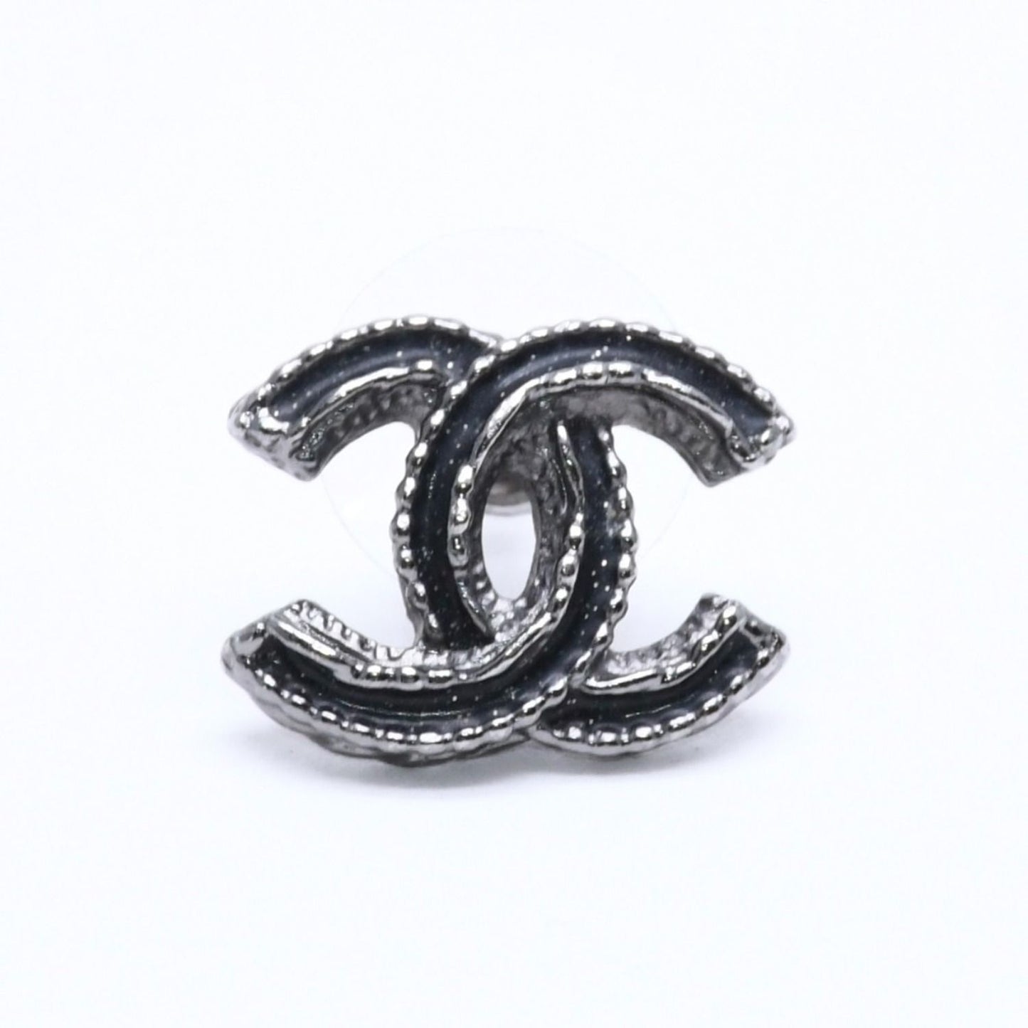 Chanel CC Logo Single Earrings 03 Metal Silver Black Clear