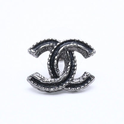 Chanel CC Logo Single Earrings 03 Metal Silver Black Clear