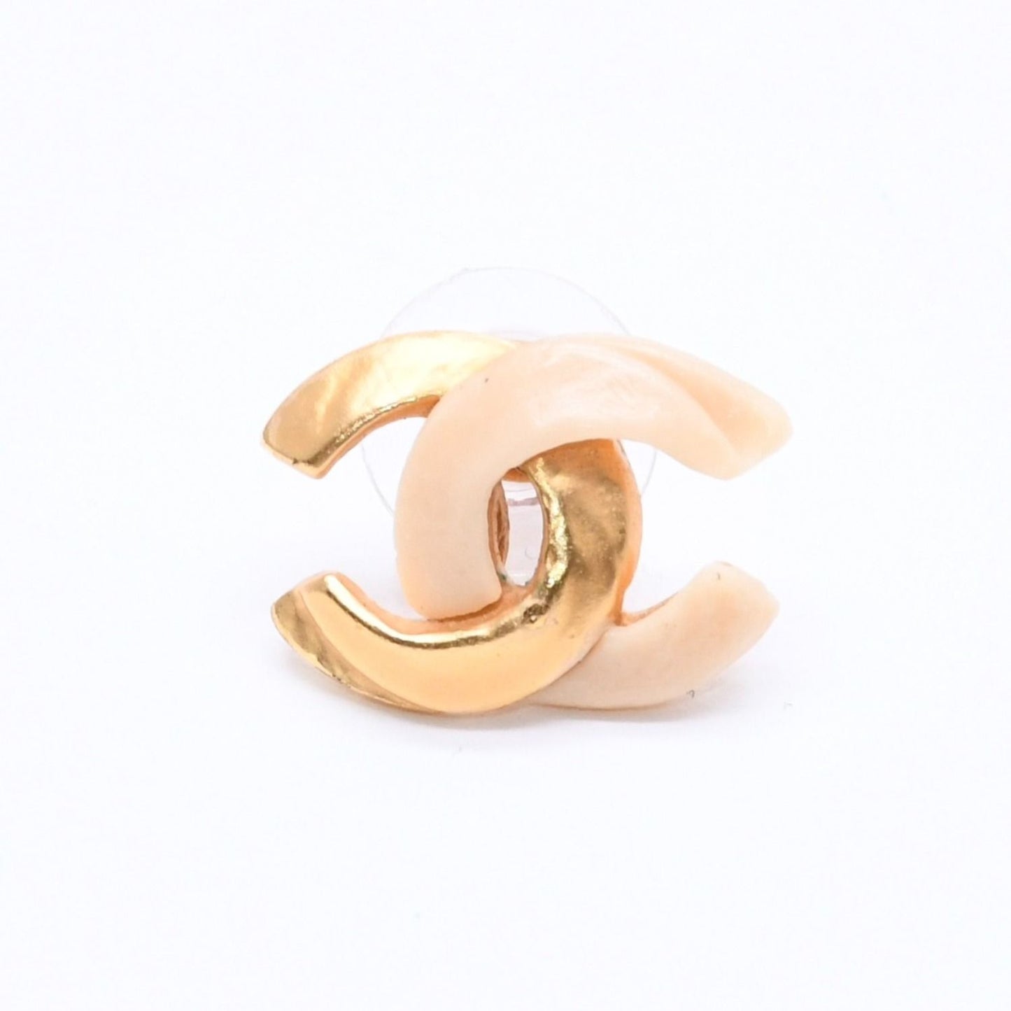 Chanel Earrings CC Logo 00 Gold Ivory Bicolor Metal