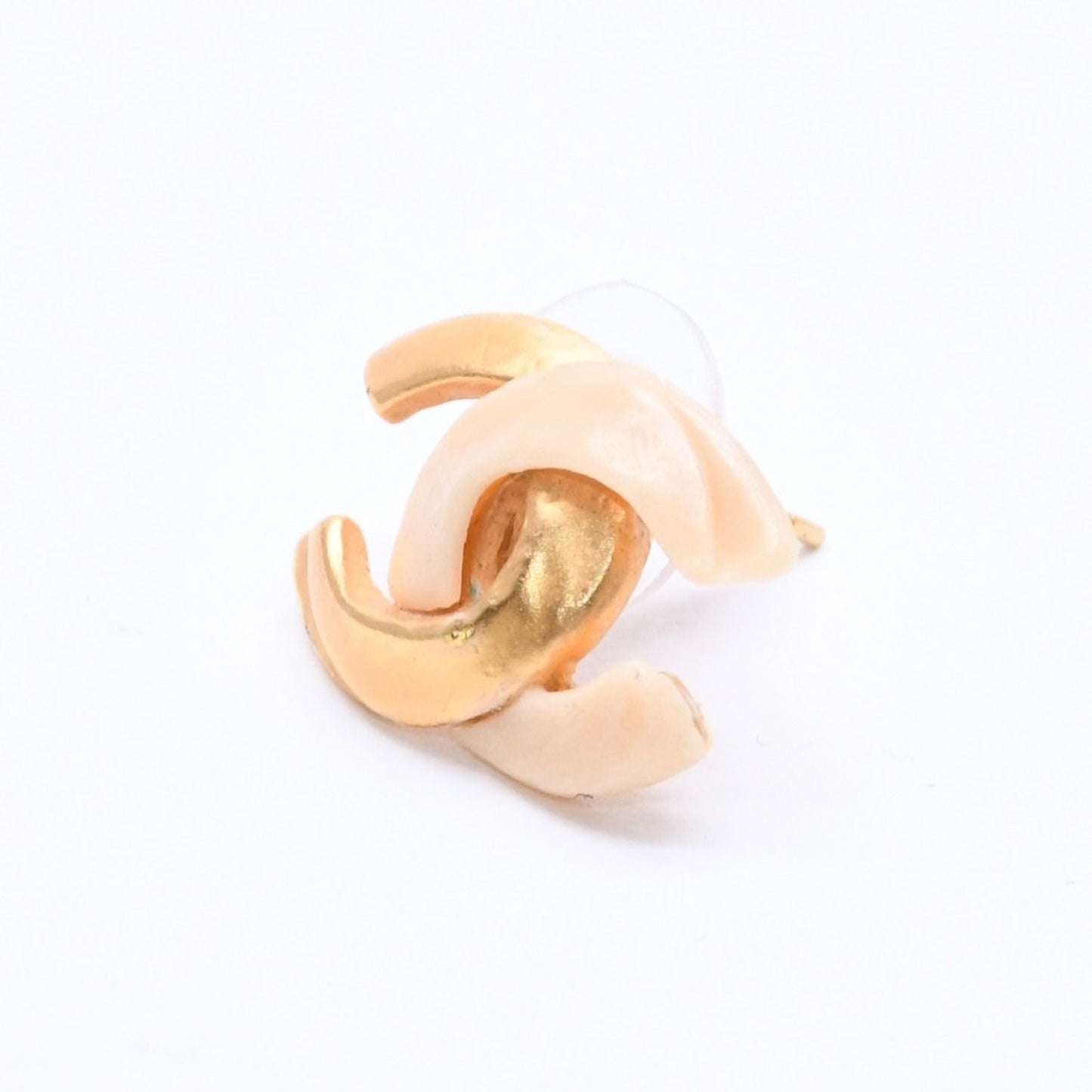 Chanel Earrings CC Logo 00 Gold Ivory Bicolor Metal — view 2