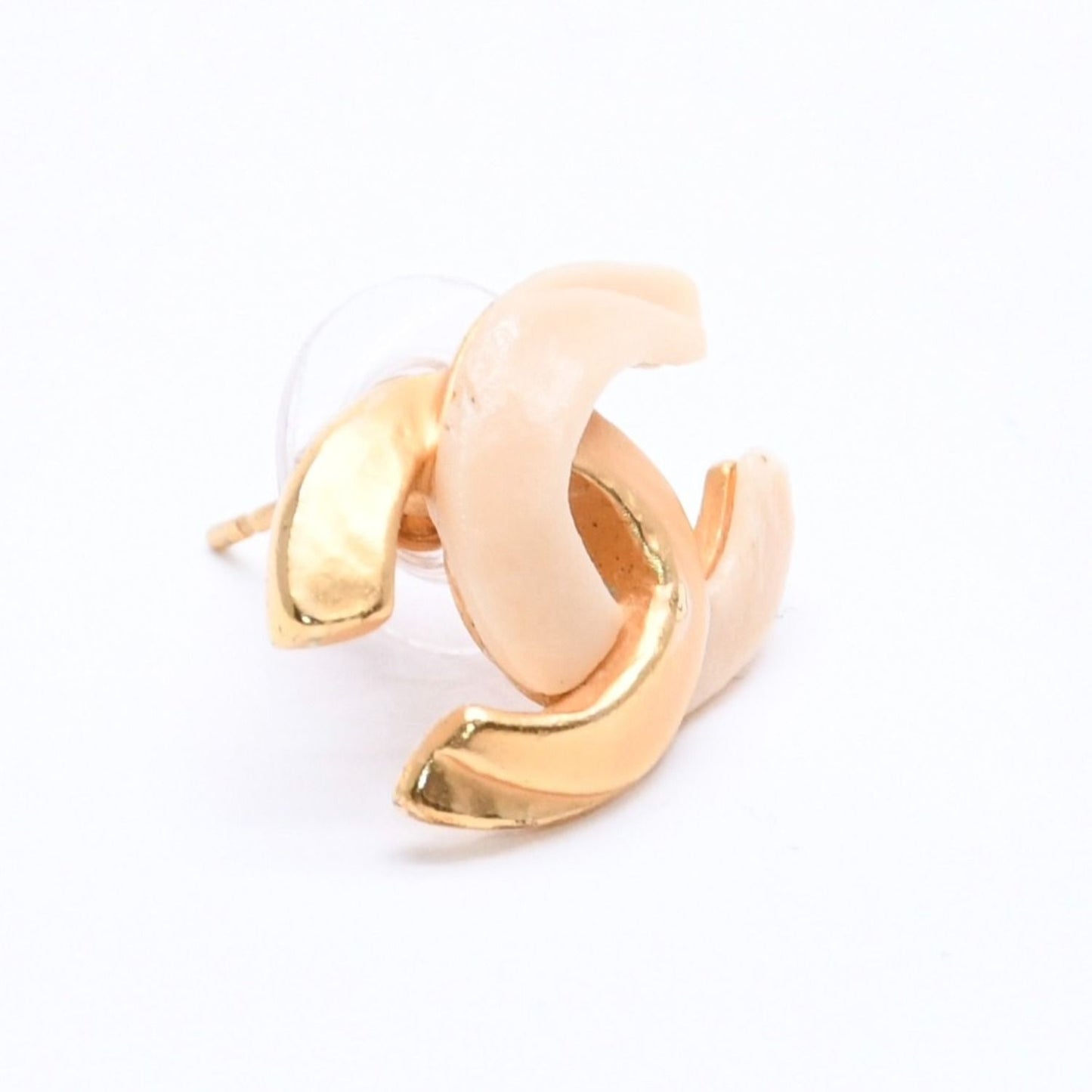Chanel Earrings CC Logo 00 Gold Ivory Bicolor Metal — view 3