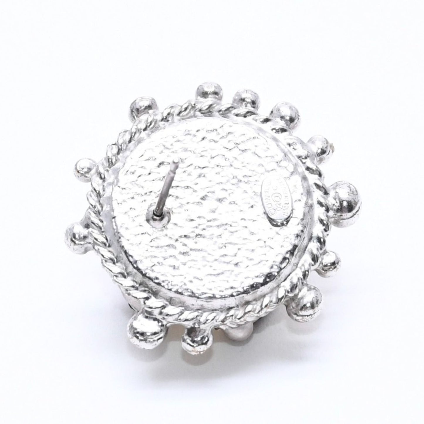 Chanel Earrings CC Logo Rhinestone Pearl 02 Silver — view 6