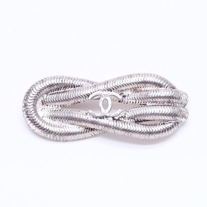 Chanel CC Logo Brooch Rope Motif 97 Metal Silver