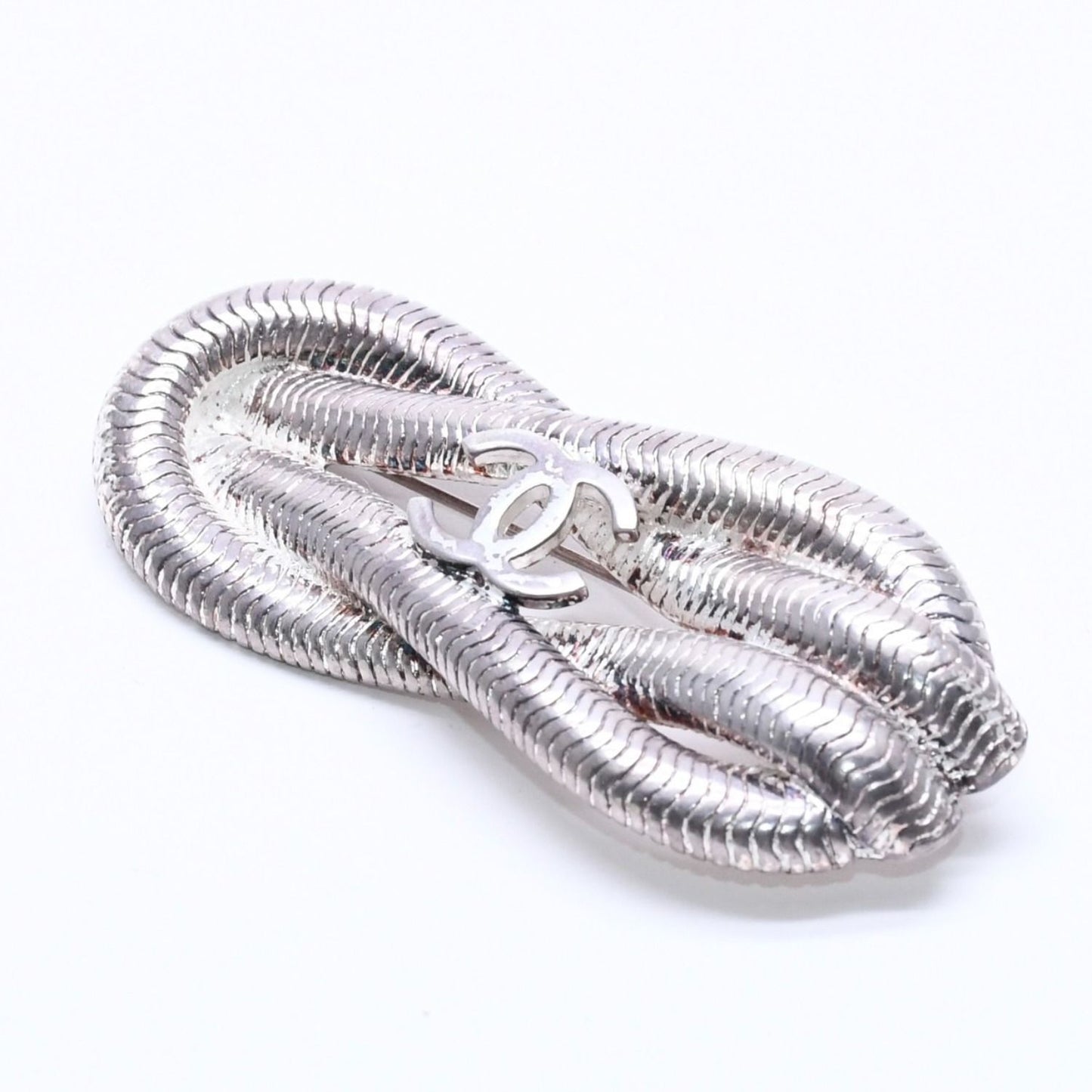 Chanel CC Logo Brooch Rope Motif 97 Metal Silver — view 2