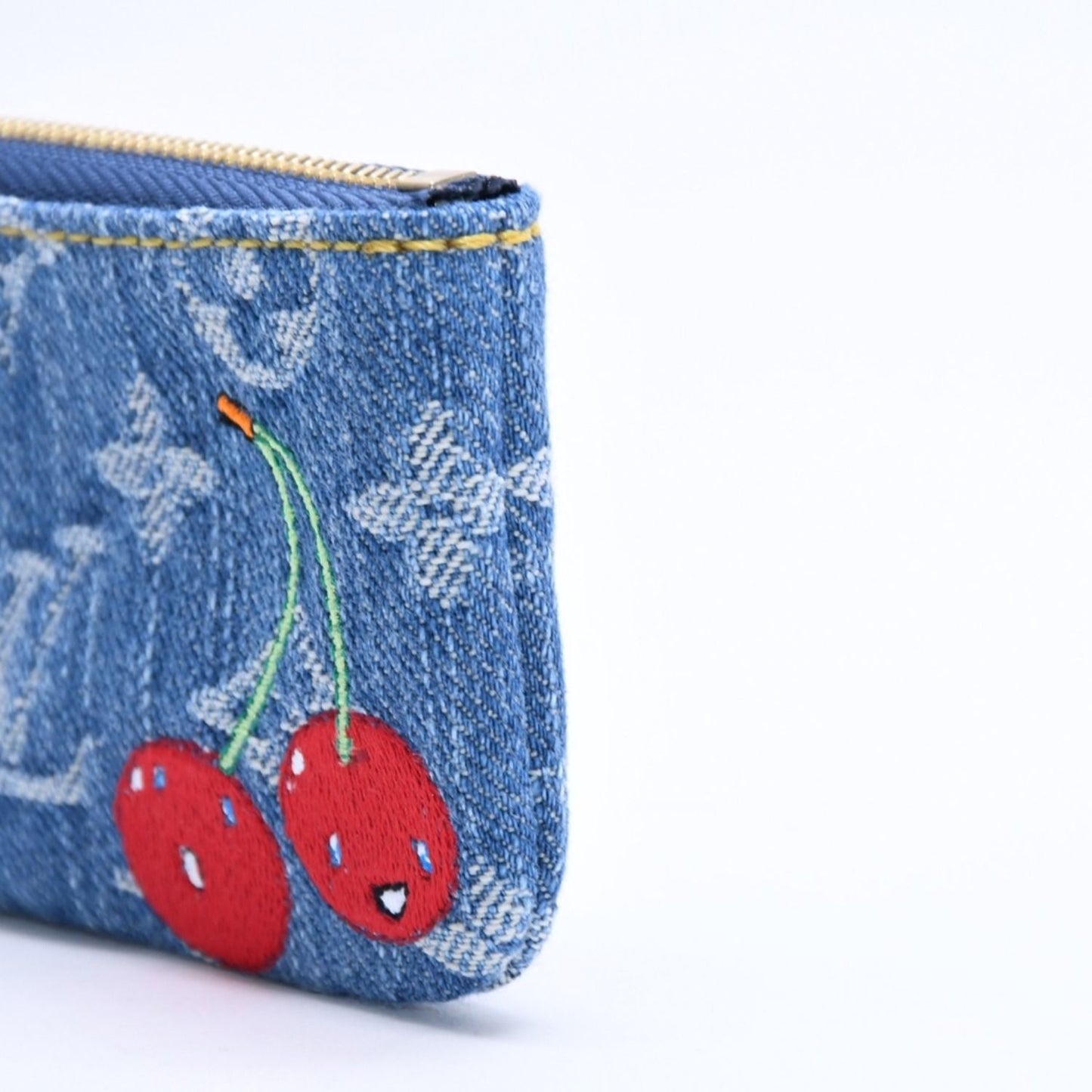 Louis Vuitton Pochette Cles Monogram Cherry Denim Coin Purse Takashi Murakami — view 6