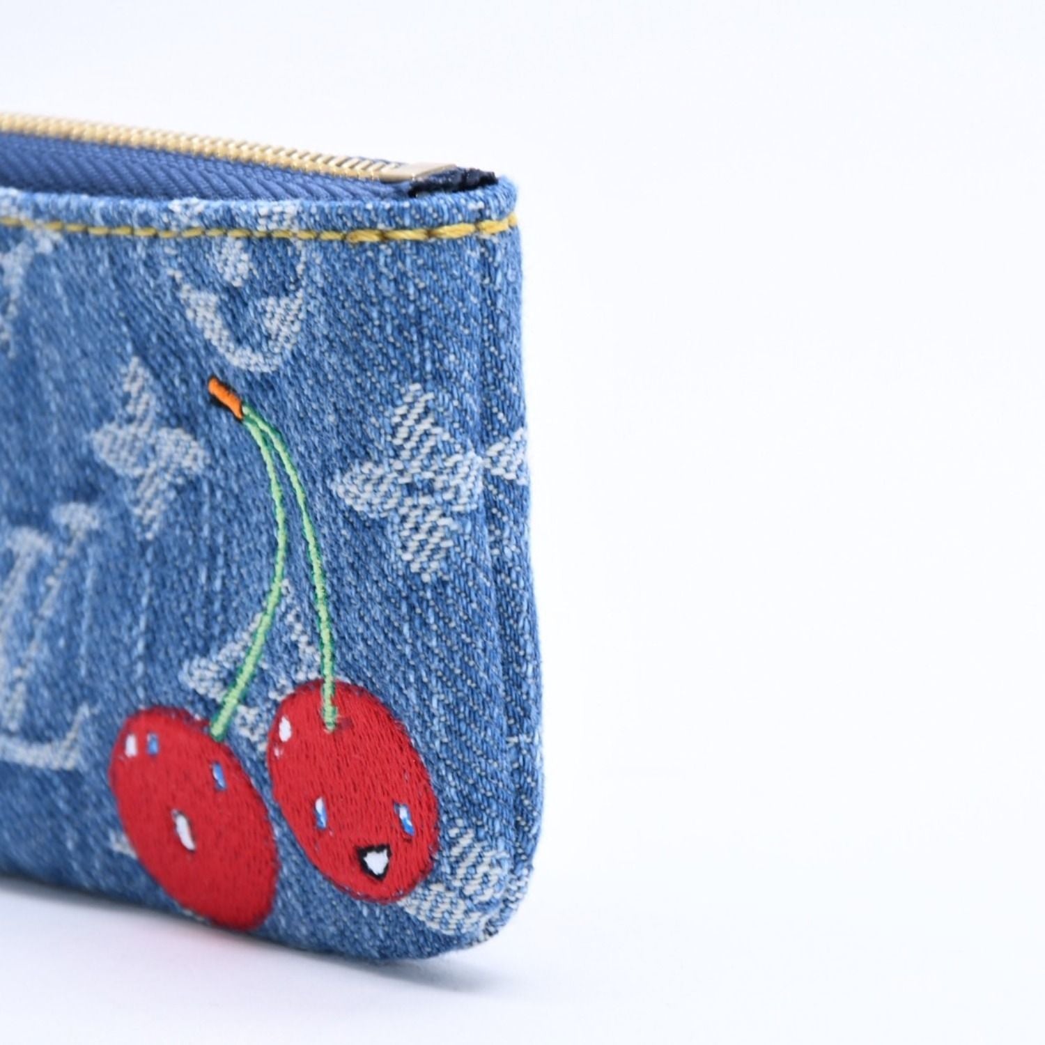 Louis Vuitton Pochette Cles Monogram Cherry Denim Coin Purse Takashi Murakami — view 6