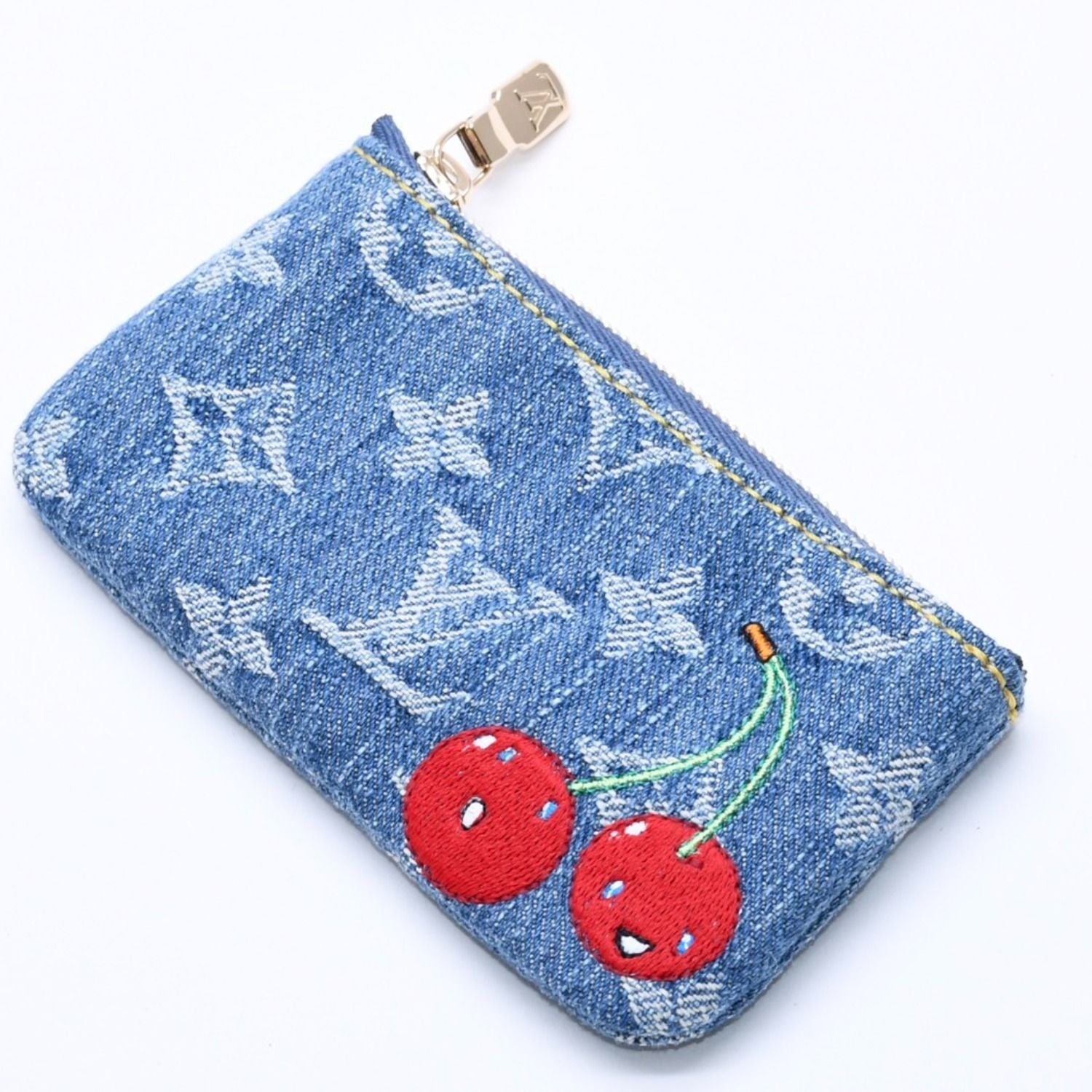 Louis Vuitton Pochette Cles Monogram Cherry Denim Coin Purse Takashi Murakami — view 4
