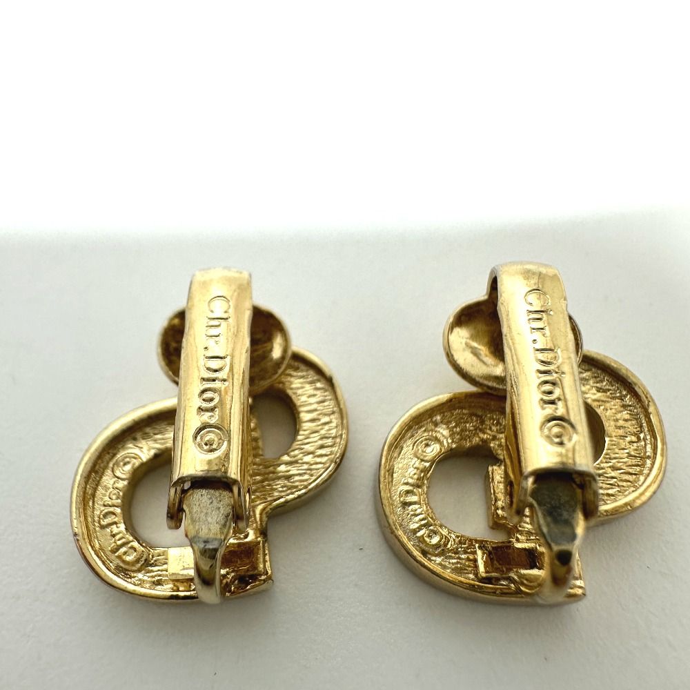 Dior Earrings CD Logo Metal Gold Salmon Pink — view 6