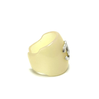 Chanel Ring CC Logo Plastic White — view 4
