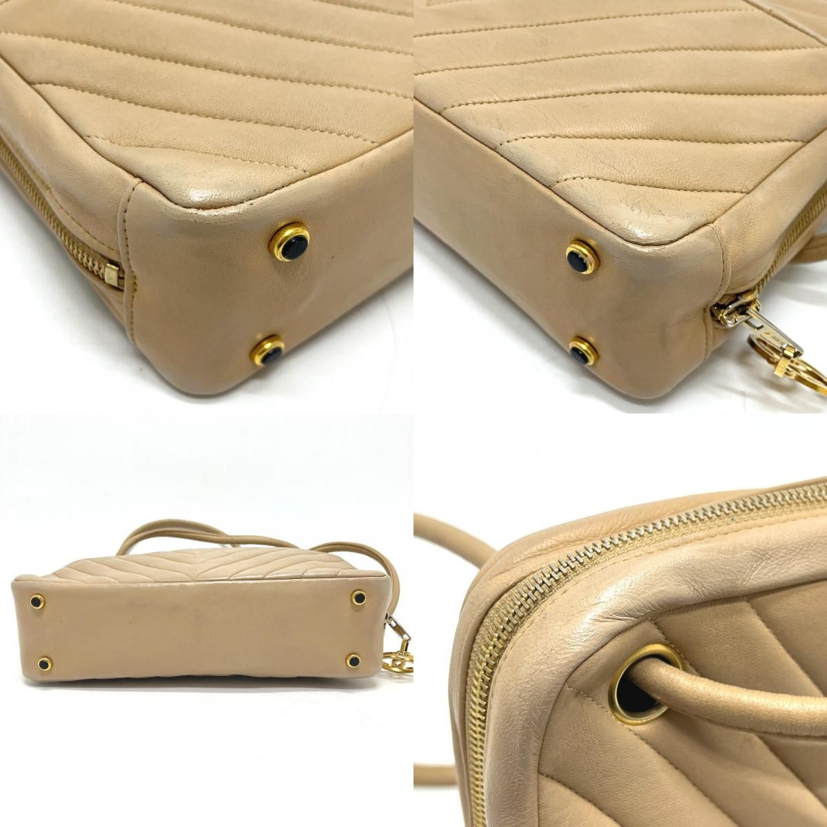 Chanel Handbag Stitch Chevron Lambskin Beige — view 7