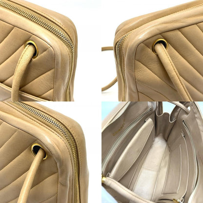 Chanel Handbag Stitch Chevron Lambskin Beige — view 8
