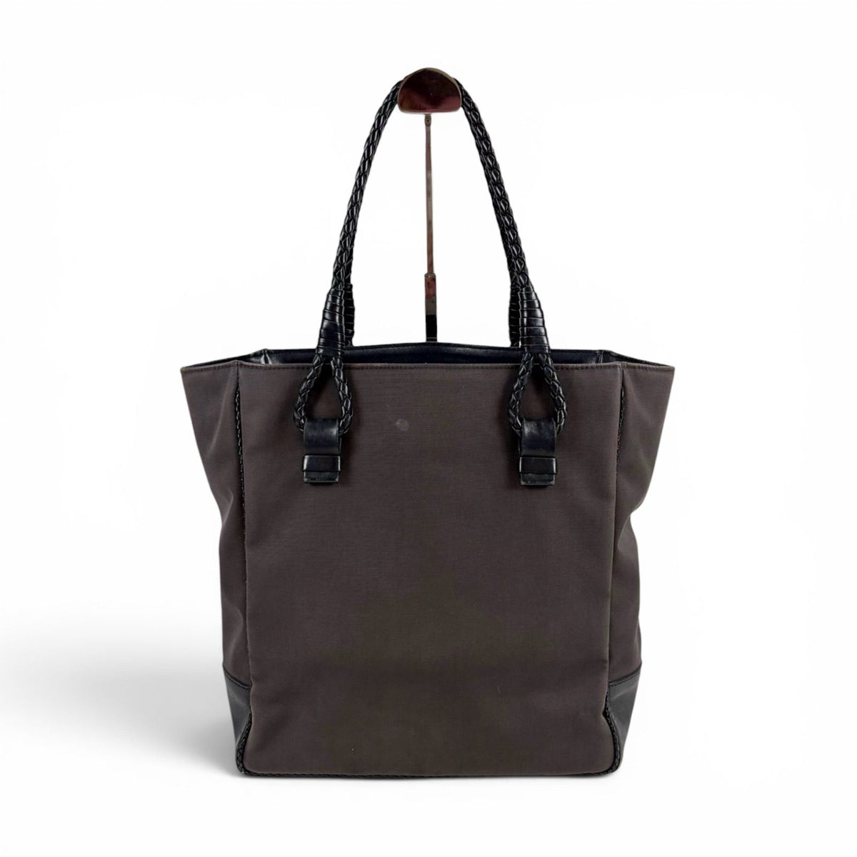 Bottega Veneta Canvas Intrecciato Leather Mini Tote Shoulder Bag Black Gray — view 2