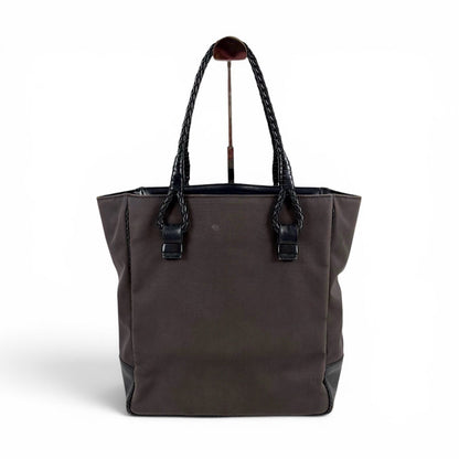 Bottega Veneta Canvas Intrecciato Leather Mini Tote Shoulder Bag Black Gray — view 2
