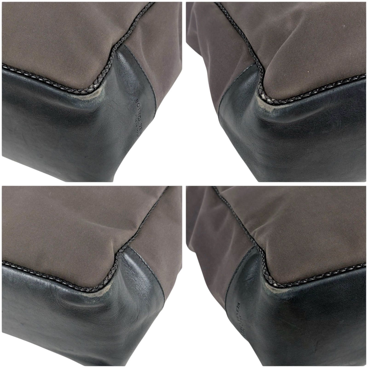 Bottega Veneta Canvas Intrecciato Leather Mini Tote Shoulder Bag Black Gray — view 5