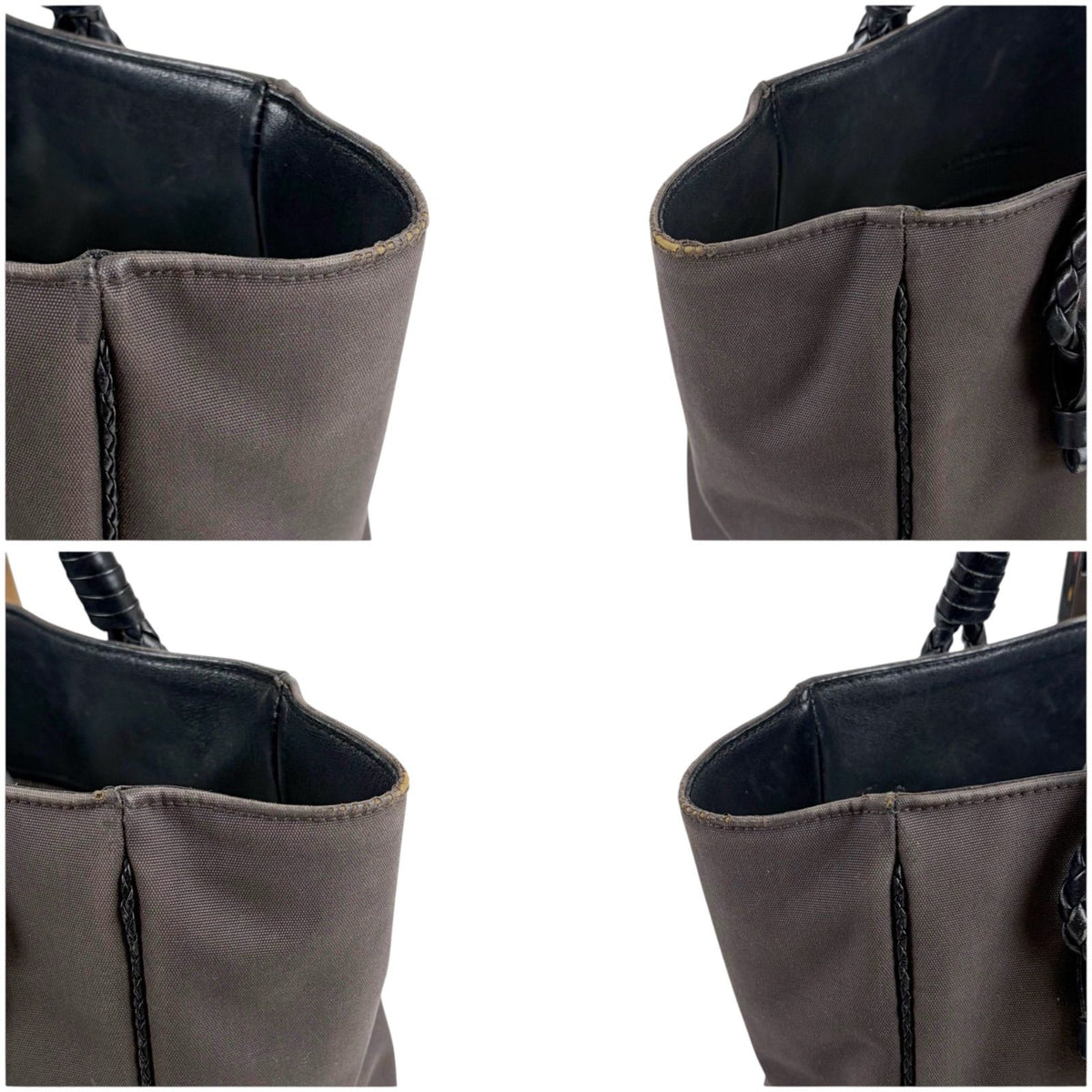 Bottega Veneta Canvas Intrecciato Leather Mini Tote Shoulder Bag Black Gray — view 4