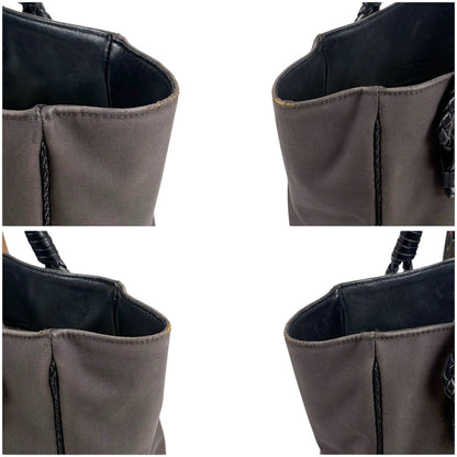 Bottega Veneta Canvas Intrecciato Leather Mini Tote Shoulder Bag Black Gray — view 4