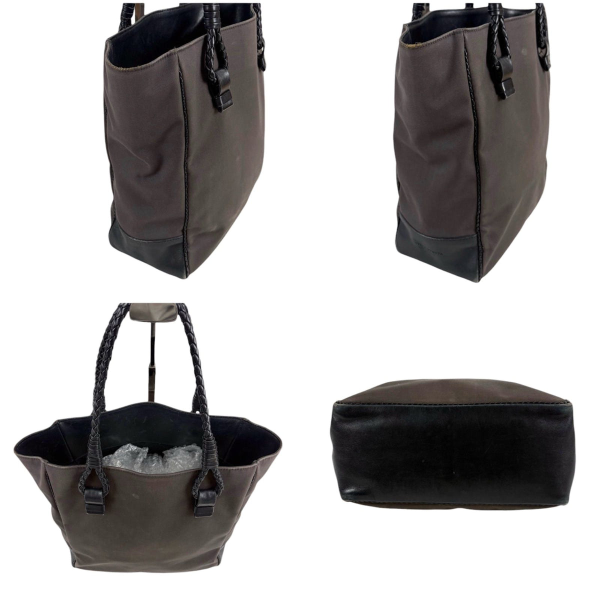 Bottega Veneta Canvas Intrecciato Leather Mini Tote Shoulder Bag Black Gray — view 3