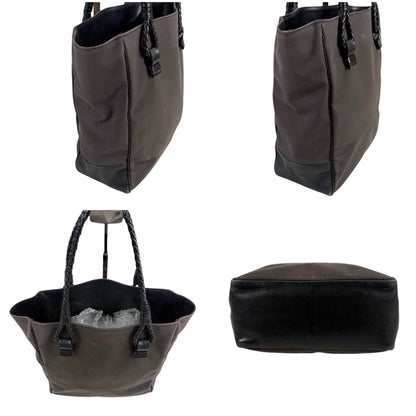 Bottega Veneta Canvas Intrecciato Leather Mini Tote Shoulder Bag Black Gray — view 3