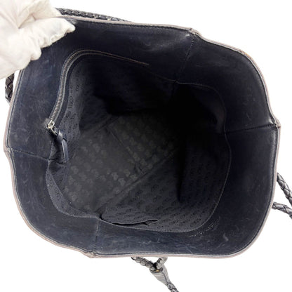 Bottega Veneta Canvas Intrecciato Leather Mini Tote Shoulder Bag Black Gray — view 8