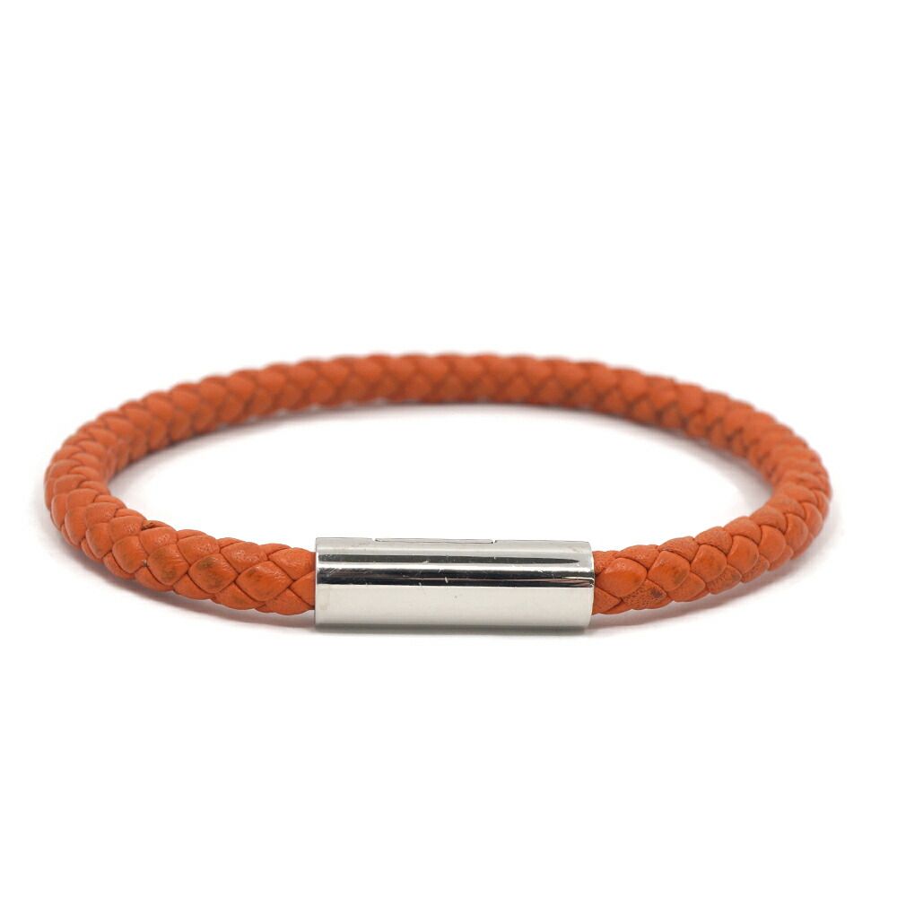Hermes Goliath Bracelet Orange Leather Silver