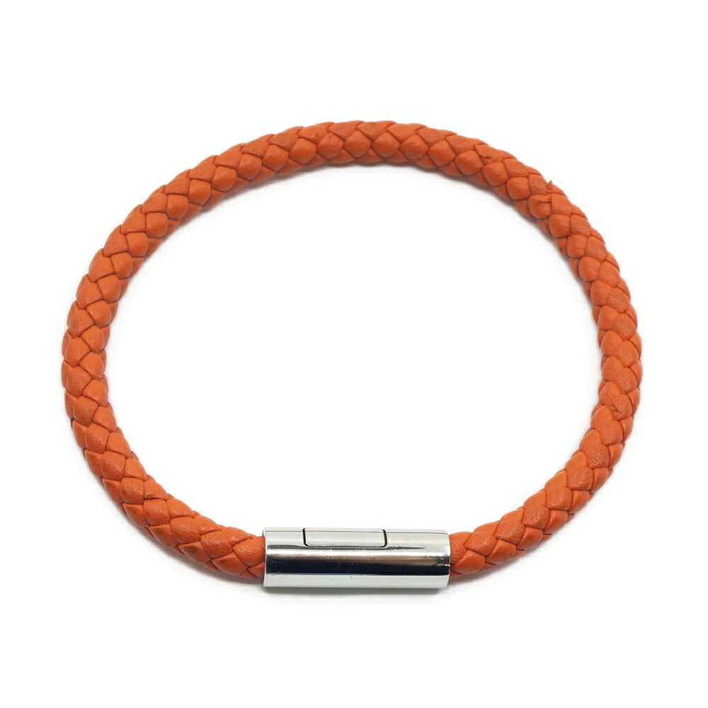 Hermes Goliath Bracelet Orange Leather Silver — view 5