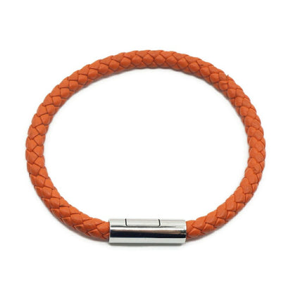 Hermes Goliath Bracelet Orange Leather Silver — view 5