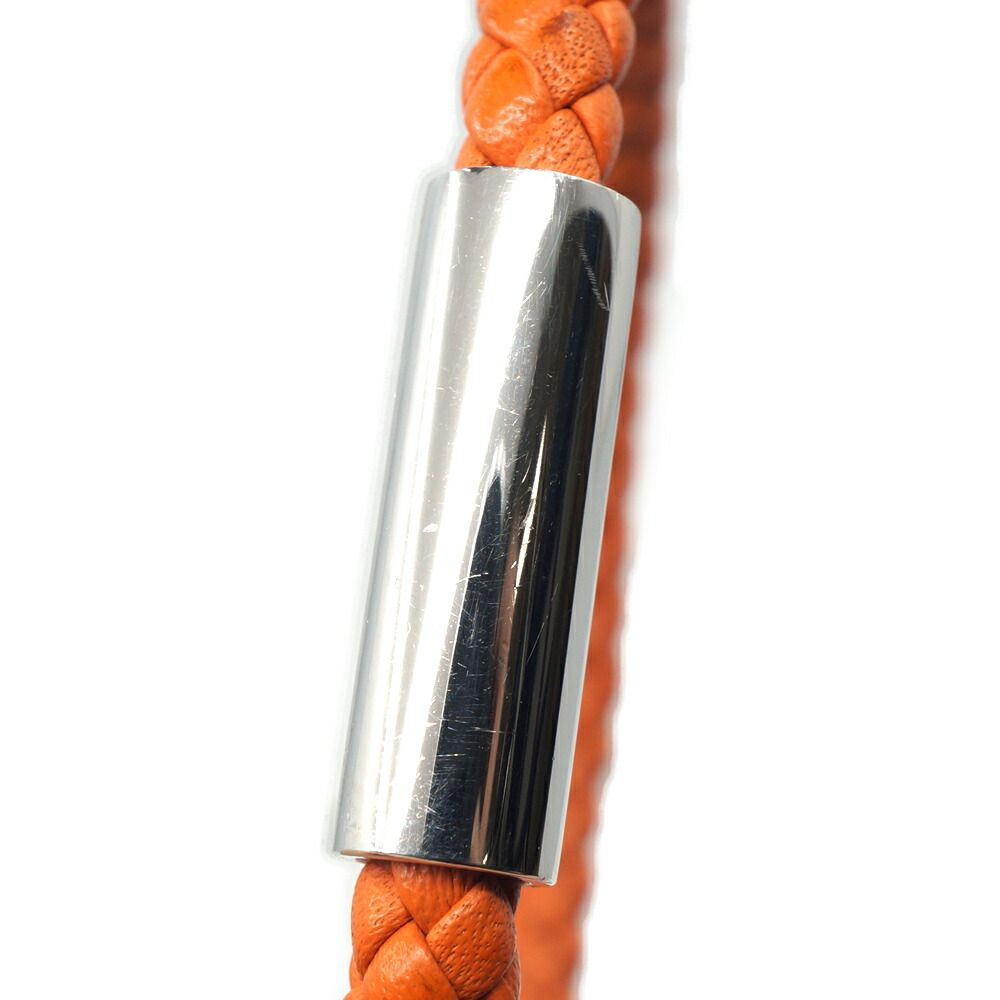 Hermes Goliath Bracelet Orange Leather Silver — view 7