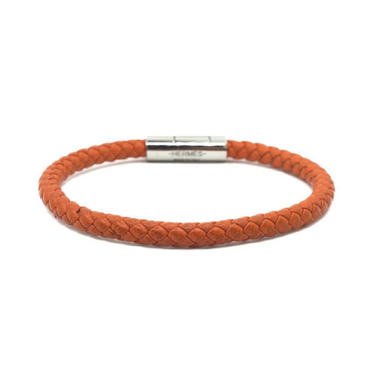 Hermes Goliath Bracelet Orange Leather Silver — view 3