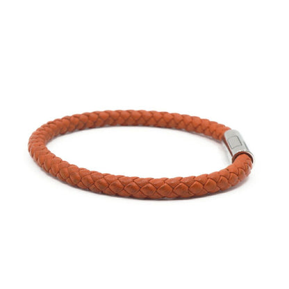 Hermes Goliath Bracelet Orange Leather Silver — view 4