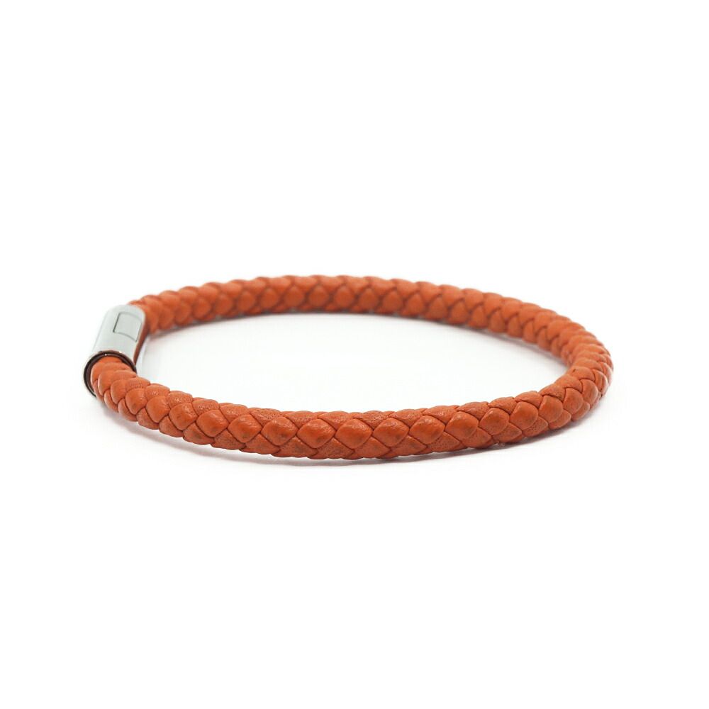 Hermes Goliath Bracelet Orange Leather Silver — view 2