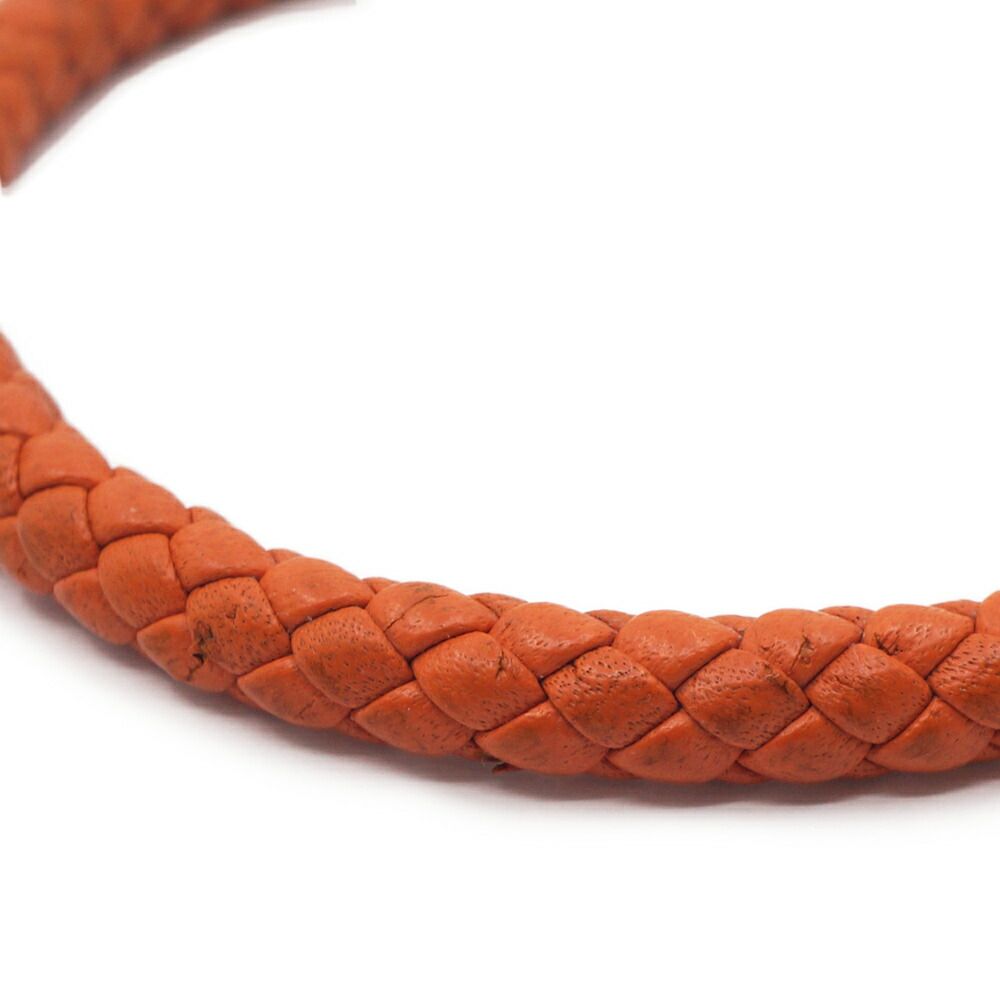 Hermes Goliath Bracelet Orange Leather Silver — view 6