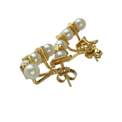 Louis Vuitton Earrings Mini Gram Pearl Gold Metal Faux — view 2