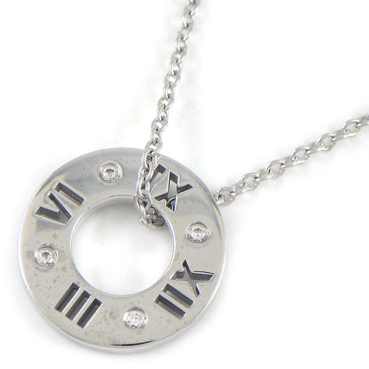Tiffany & Co Necklace Atlas Earrings Round Circle Diamond 18K White Gold