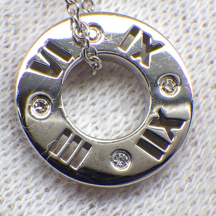 Tiffany & Co Necklace Atlas Earrings Round Circle Diamond 18K White Gold — view 6