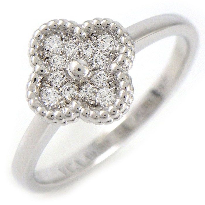Van Cleef & Arpels Ring Sweet Alhambra Points Diamond Total 18K White Gold