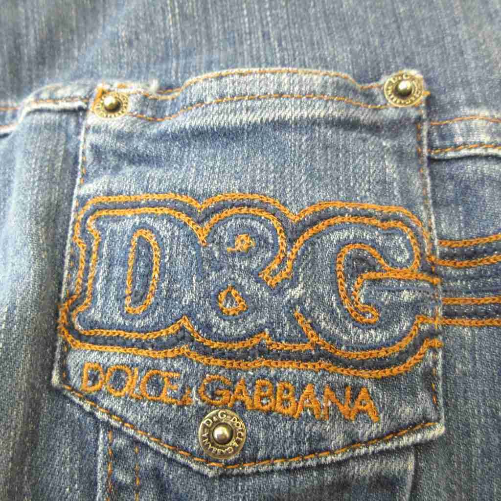 Dolce & Gabbana D&G Denim Jacket Top S Blue Logo Embroidery Zip Up Long Sleeve — view 5