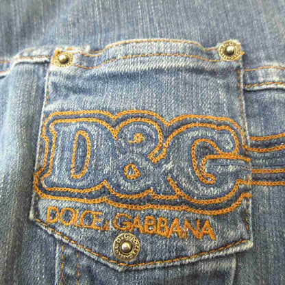 Dolce & Gabbana D&G Denim Jacket Top S Blue Logo Embroidery Zip Up Long Sleeve — view 5