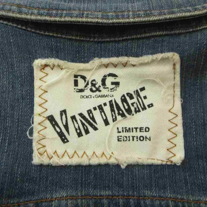 Dolce & Gabbana D&G Denim Jacket Top S Blue Logo Embroidery Zip Up Long Sleeve — view 7