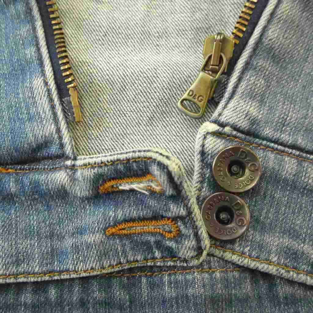 Dolce & Gabbana D&G Denim Jacket Top S Blue Logo Embroidery Zip Up Long Sleeve — view 6