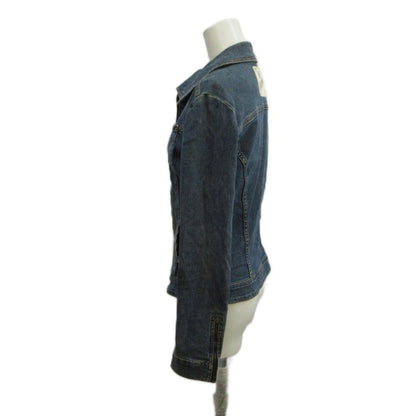 Dolce & Gabbana D&G Denim Jacket Top S Blue Logo Embroidery Zip Up Long Sleeve — view 2