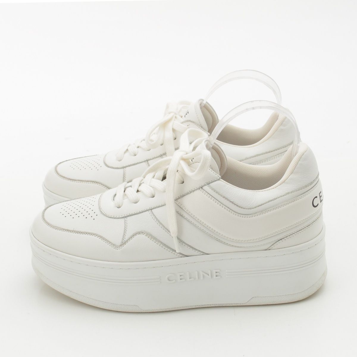 Celine Block Leather Sneakers Platform Shoes White — view 3