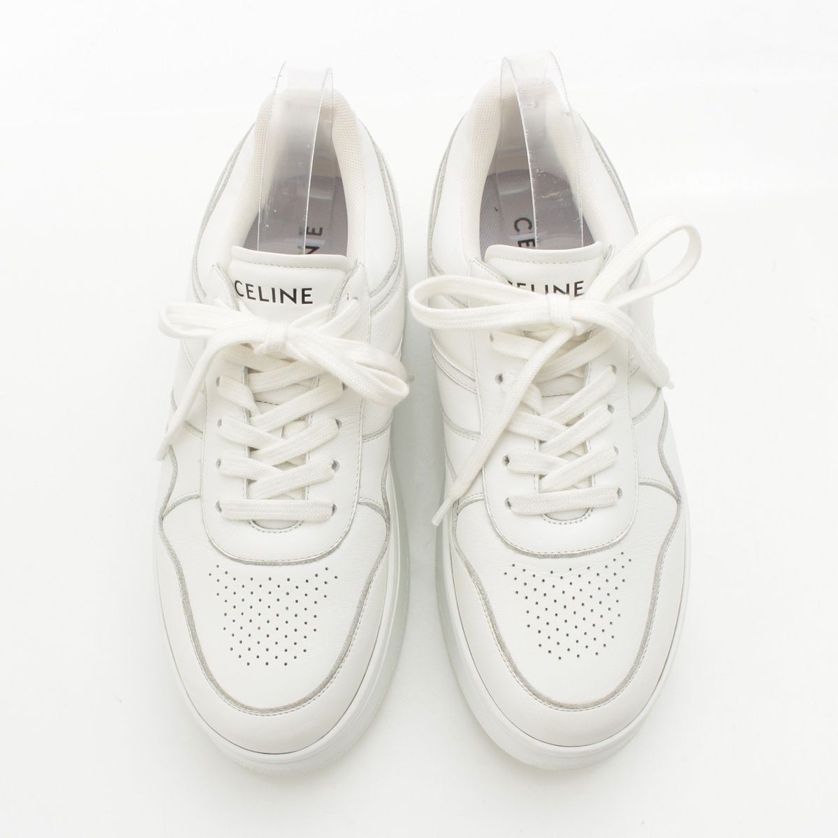 Celine Block Leather Sneakers Platform Shoes White — view 2