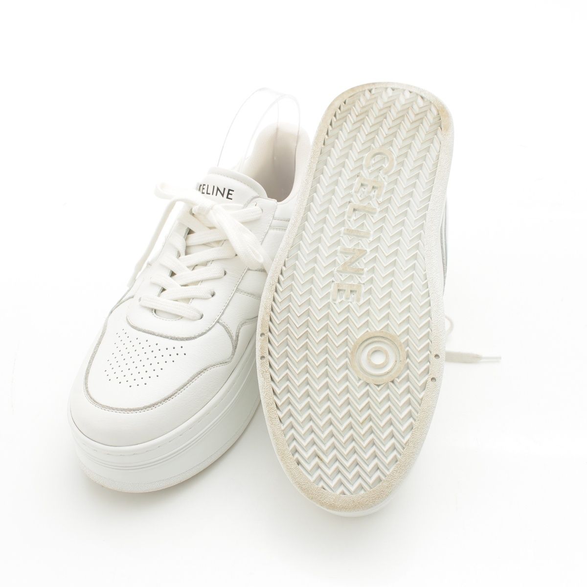 Celine Block Leather Sneakers Platform Shoes White — view 5