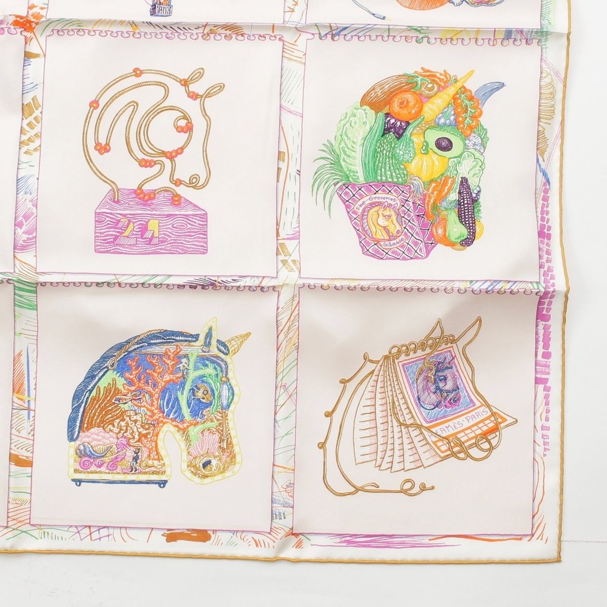 Hermes Carre 90 Chevaloscope Neon Silk Scarf Multicolor — view 5