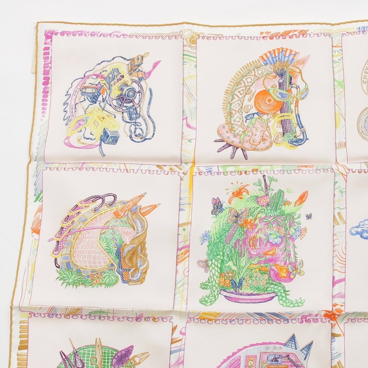 Hermes Carre 90 Chevaloscope Neon Silk Scarf Multicolor — view 2