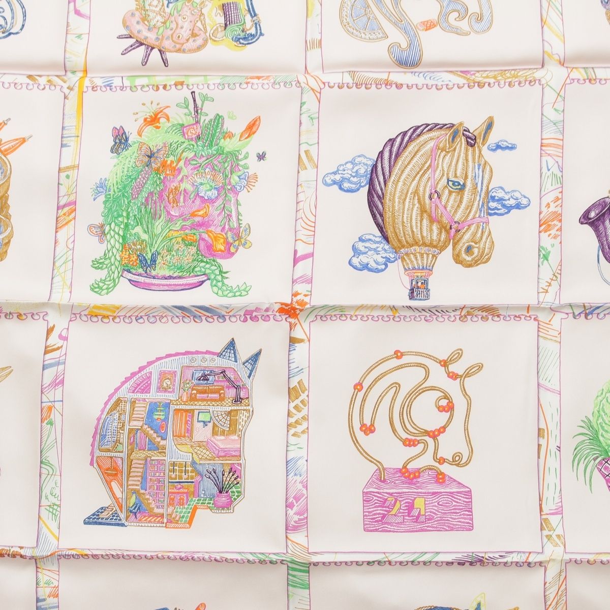 Hermes Carre 90 Chevaloscope Neon Silk Scarf Multicolor — view 6