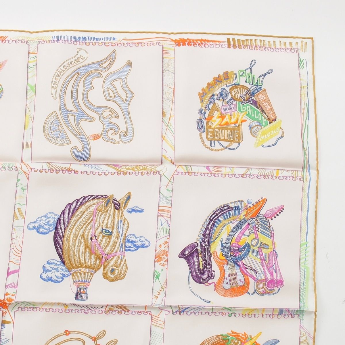 Hermes Carre 90 Chevaloscope Neon Silk Scarf Multicolor — view 3