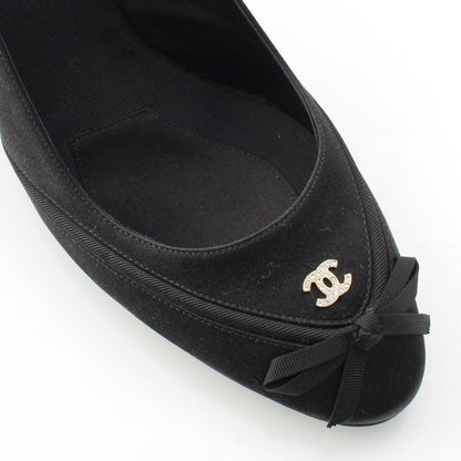 Chanel Satin Slingback CC Logo Rhinestone Mules Black 37C — view 6